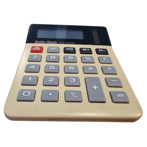 Radio Shack Dual Power Calculator EC-2031 Solar AA Battery Beige Black Vintage - Picture 4 of 8